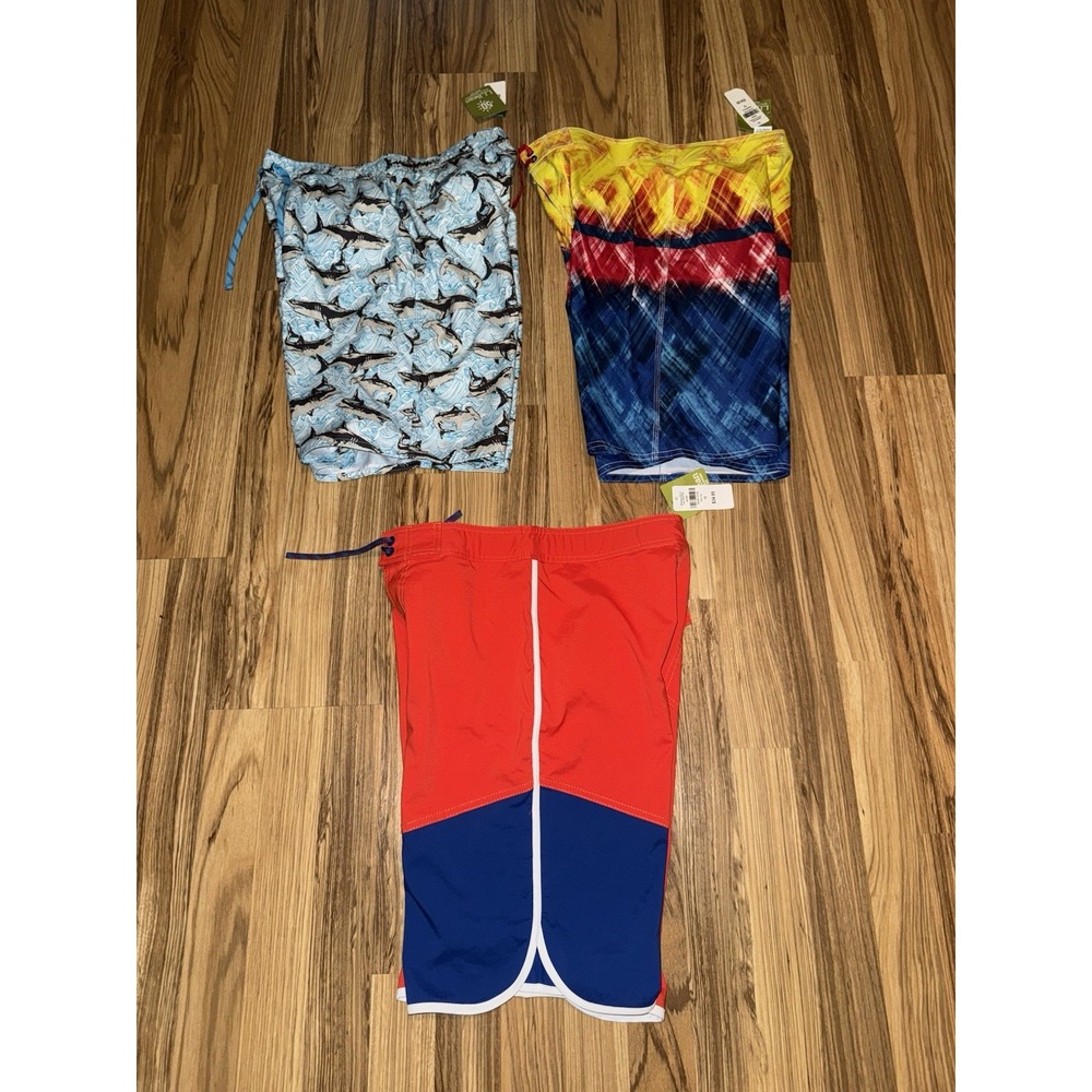 New LL Bean‎ Boys Swim Trunks Board Shorts 16 Cargo Pocket Lot Of 3